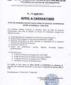 buy degree from the Université Gaston Berger